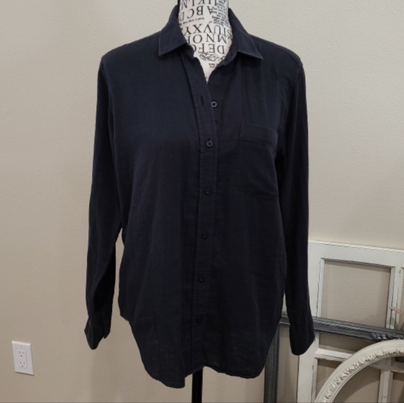 Everlane Womens SZ 2 Silky 100% Cotton relaxed boyfriend button down Indigo Blue - Picture 3 of 11